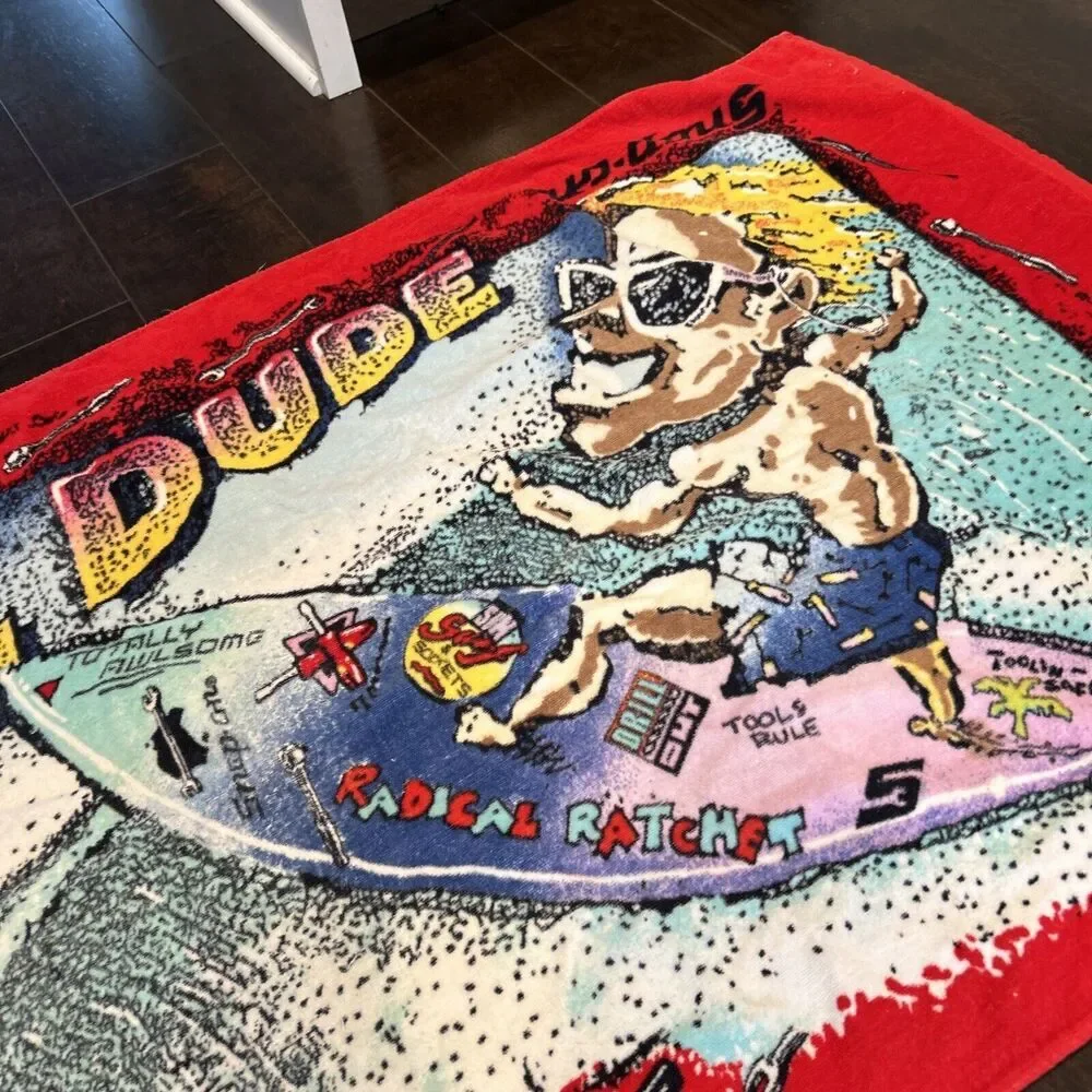 Snap-On Tools Tool Dude Vintage Beach Towel Gear Head Surf Man Cave 61 X 34